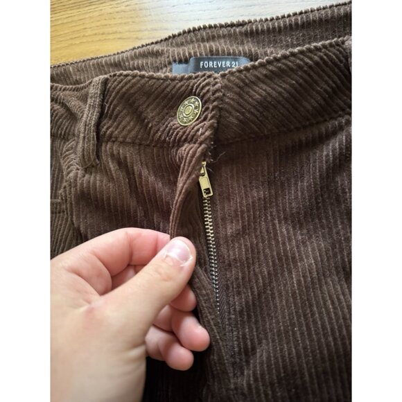 Forever 21 Corduroy Pants Women Size Medium Flared Leg Chocolate Boho Hippie NWT - Picture 6 of 16